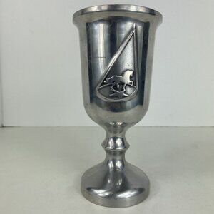 Vtg Pewtarex Pewter 7.25” Goblet Chalice Wine Water Horse Renaissance Pagan E